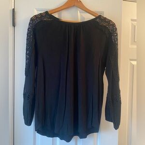 Loft Women’s Mixed Media Long Sleeve Lace Embellished Top. Size M